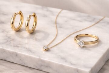 Dettagli di gioielli di lusso minimal con oro e finiture raffinate