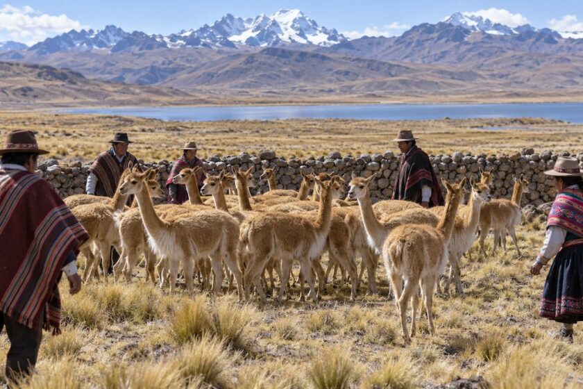 Vicuñas sulle Ande, origine della fibra usata per il tessuto di vicuña
